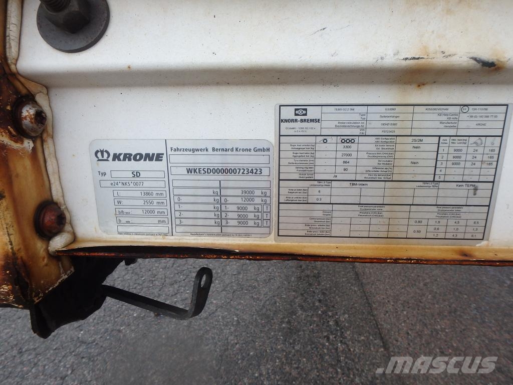 Krone Trailer Curtainsider Lifting + Sliding Roof Mega Curtainsiderauflieger