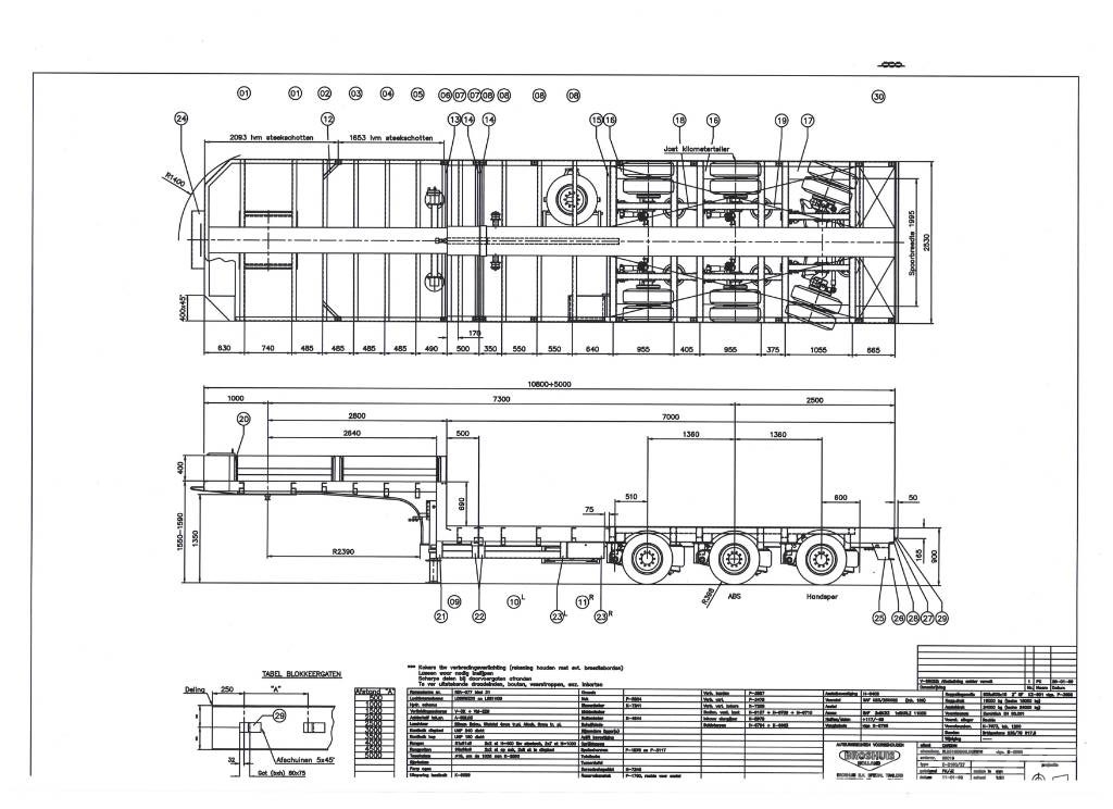 Broshuis 312N5AS Telescopic نصف مقطورة مسطحة منخفضة