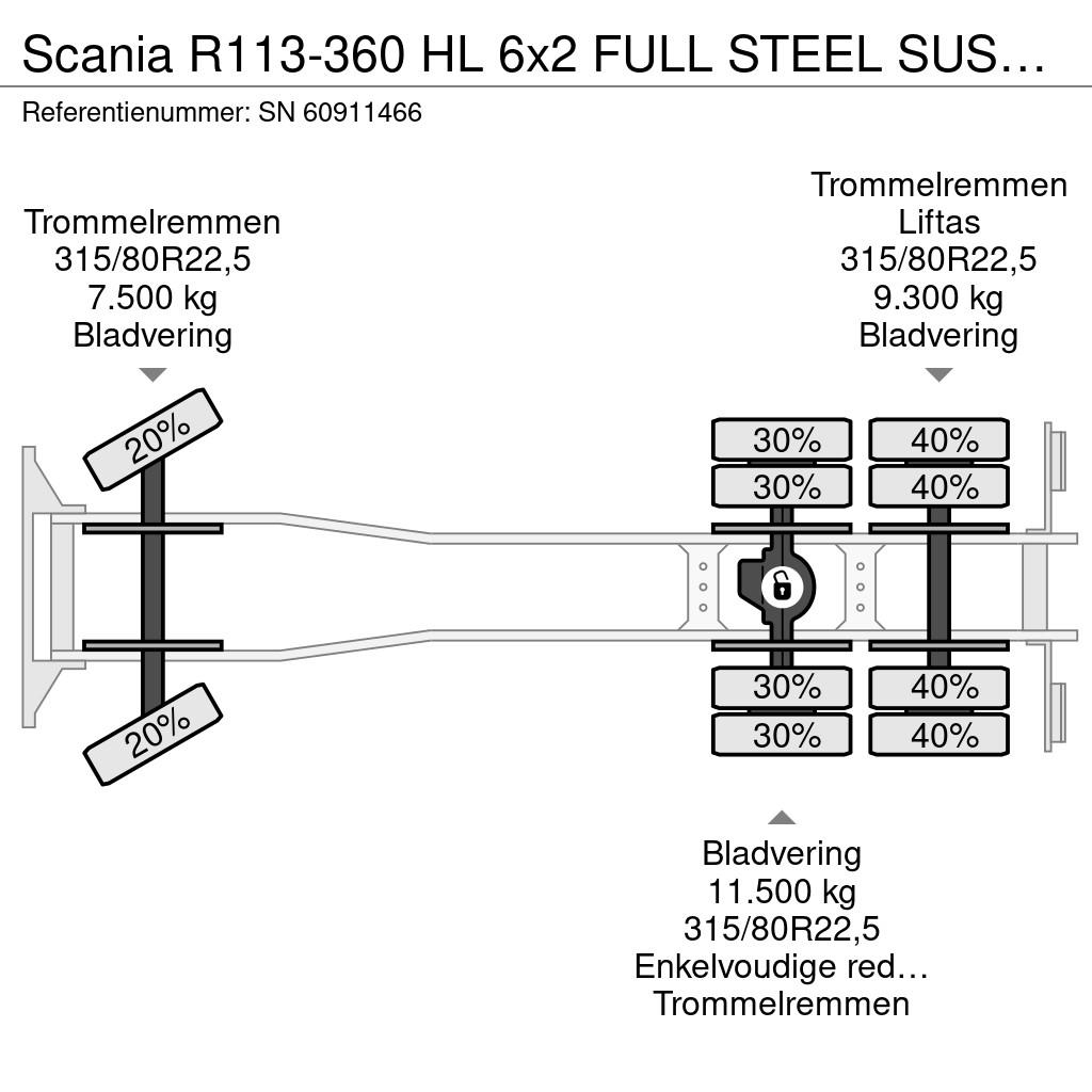 Scania R113-360 HL 6x2 FULL STEEL SUSPENSION BULK KIPPER Kipper