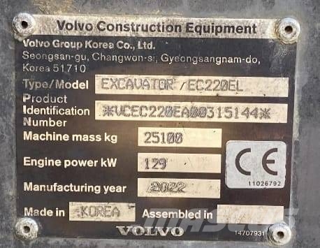 Volvo EC 220 EL /Certificat CE endommagée Excavadoras de cadenas
