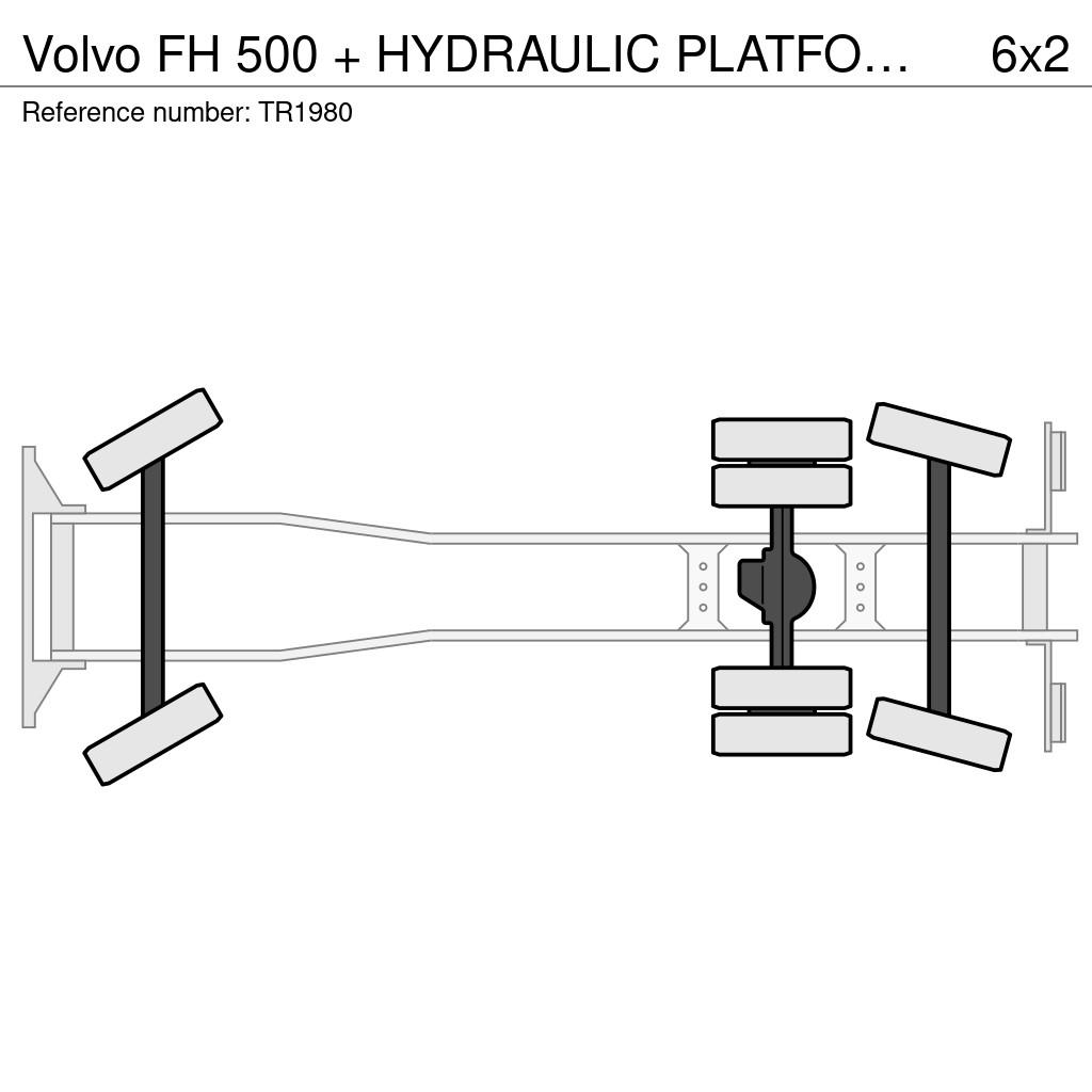Volvo FH 500 + HYDRAULIC PLATFORMS + WINCH + REMOTE + 6X Autotransportere / Knæklad