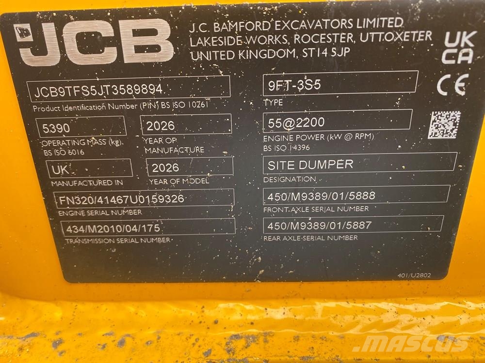 JCB 9TFT Site dumpers