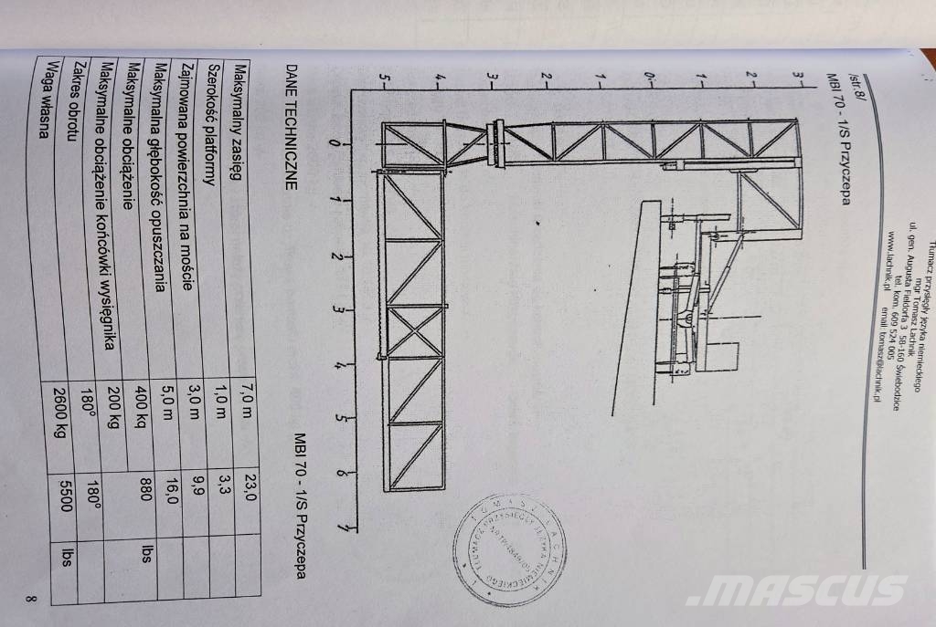  MOOGG   GMBH MBI70-1/S المنصات الهوائية المثبتة على مقطورة