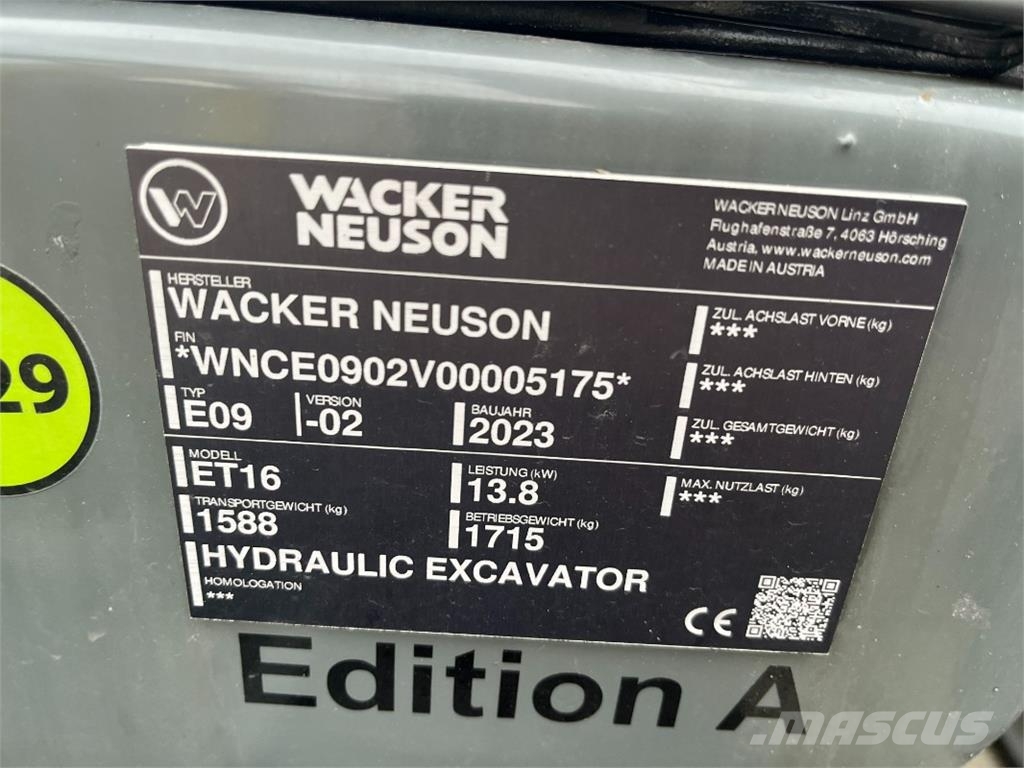 Wacker ET 16 حفارات صغيرة أقل من 7 طن (حفارات صغيرة)