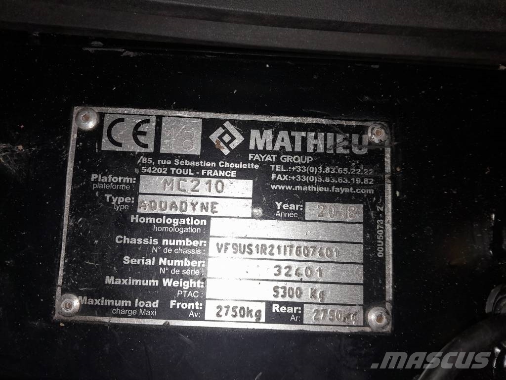 Mathieu AQUADYNE MC210 / NR 413 - 2018 Polewaczka drogowa Redskapsbærere