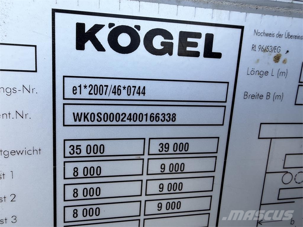Kögel SN 24 VIN 338 Semirremolques de caja de lona