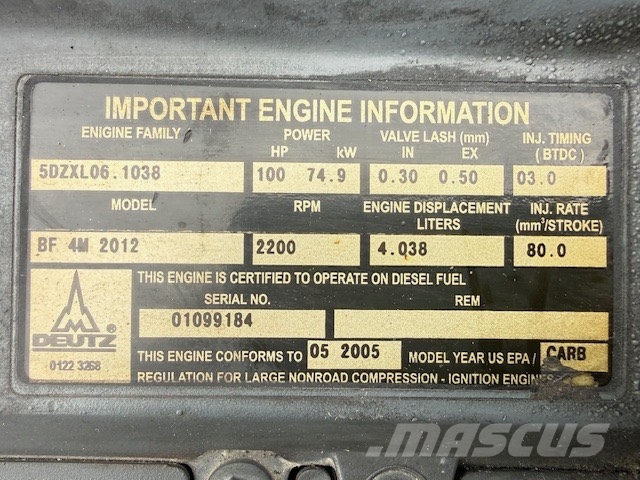 Deutz BF4M2012 74,9kW/2200rpm محركات