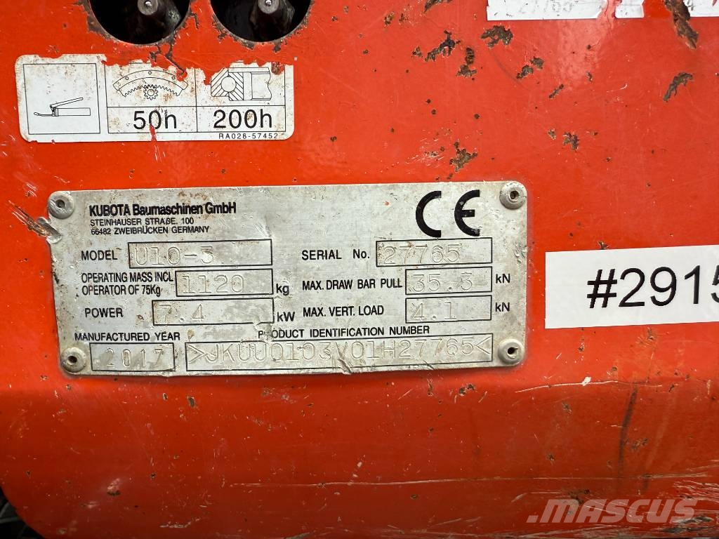 Kubota U 10-3 Miniekskavaatorid < 7 t