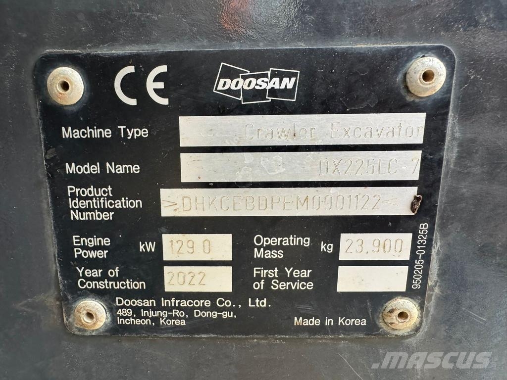 Doosan DX225LC-7 Bagri goseničarji