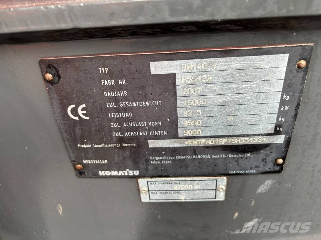Komatsu PW 140-7 / Pyörittäjä, Rasvari, Uudet renkaat! Pyöräkaivukoneet