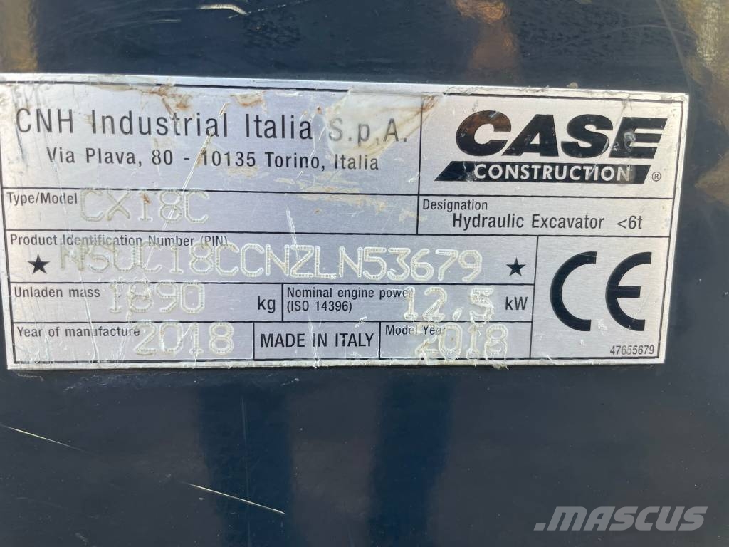CASE CX 18C Mini kotrók < 7t