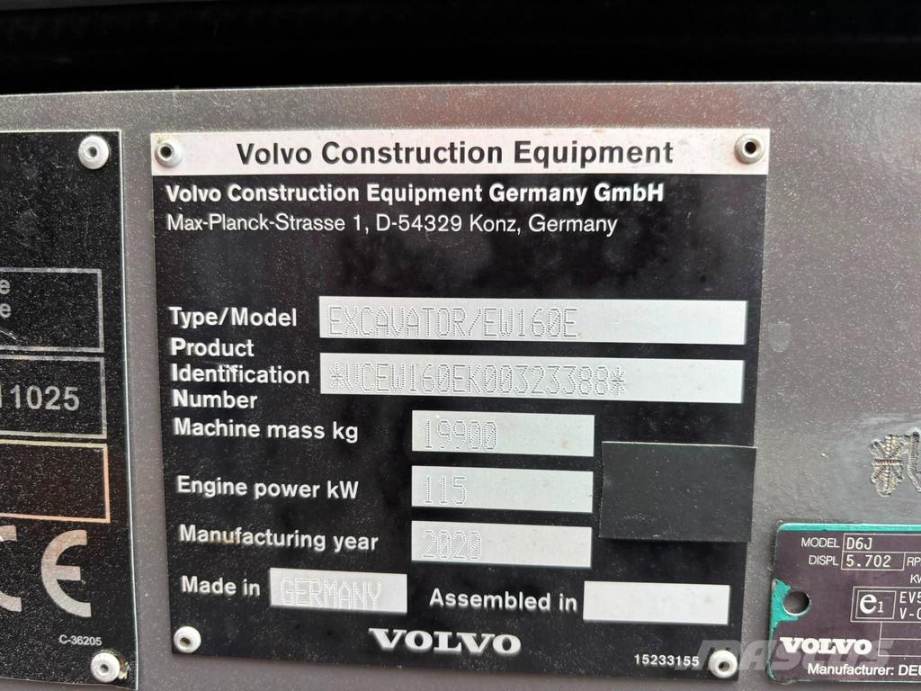Volvo EW 160 E 3D / TILT / AC / CENTRAL LUBRICATION / AU Kolesové rýpadlá