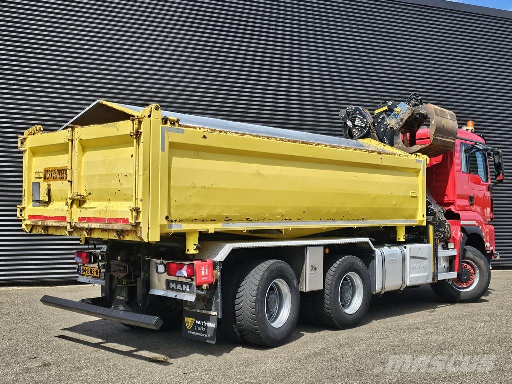 MAN TGS 33.480 / 6x6 / 2-SIDE TIPPER / PALFINGER Z CRA Camion plateau ridelle avec grue