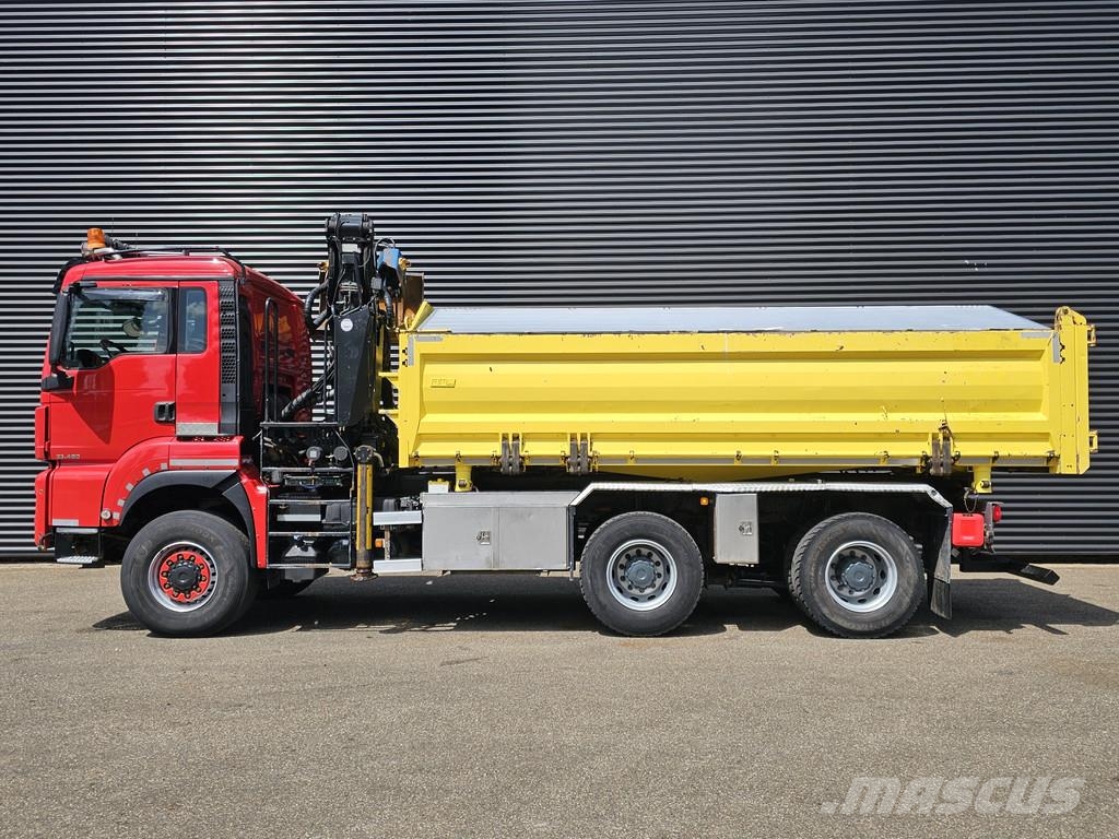 MAN TGS 33.480 / 6x6 / 2-SIDE TIPPER / PALFINGER Z CRA Camion plateau ridelle avec grue