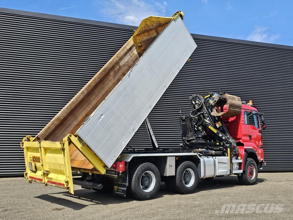 MAN TGS 33.480 / 6x6 / 2-SIDE TIPPER / PALFINGER Z CRA Camion plateau ridelle avec grue