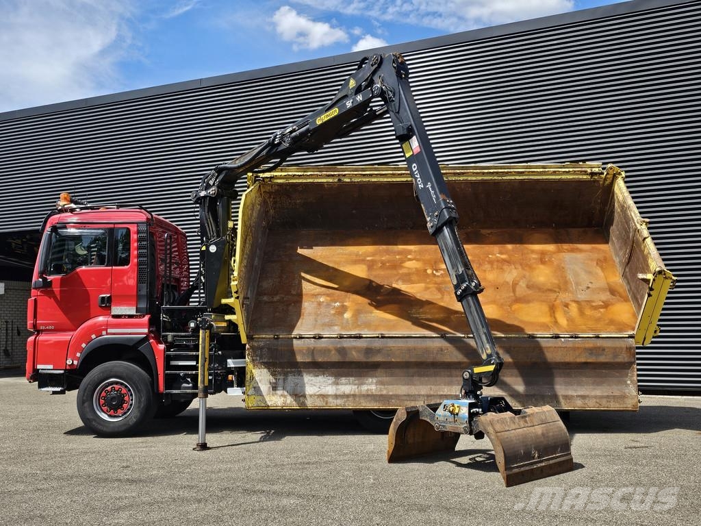 MAN TGS 33.480 / 6x6 / 2-SIDE TIPPER / PALFINGER Z CRA Camion plateau ridelle avec grue