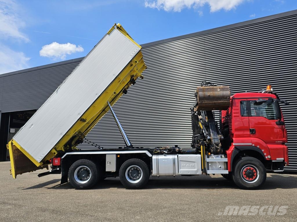 MAN TGS 33.480 / 6x6 / 2-SIDE TIPPER / PALFINGER Z CRA Camion plateau ridelle avec grue