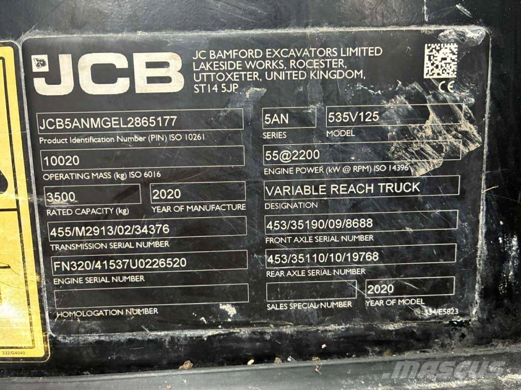 JCB 535-125 Rendszámozható 3607 üzemóra 伸缩臂叉装车|叉装车