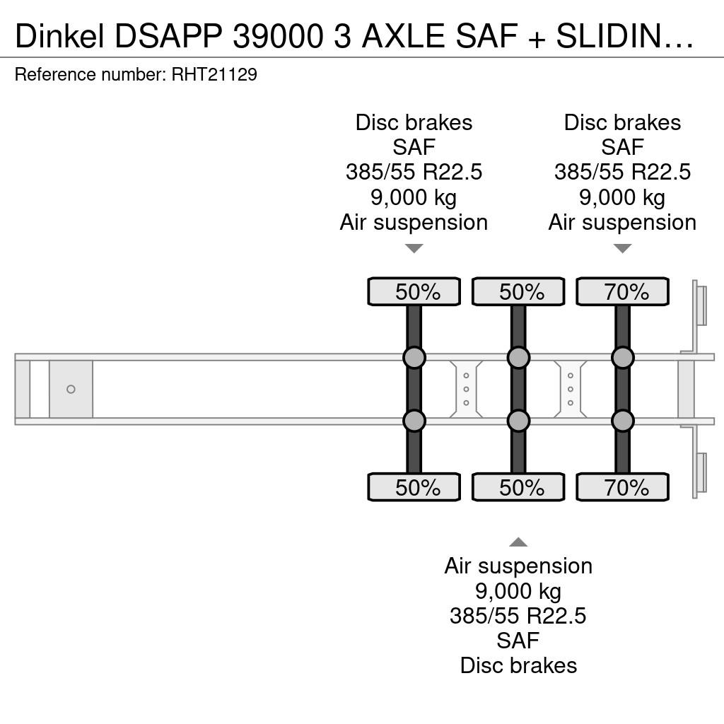 Dinkel DSAPP 39000 3 AXLE SAF + SLIDING ROOF Curtainsider semi-trailers