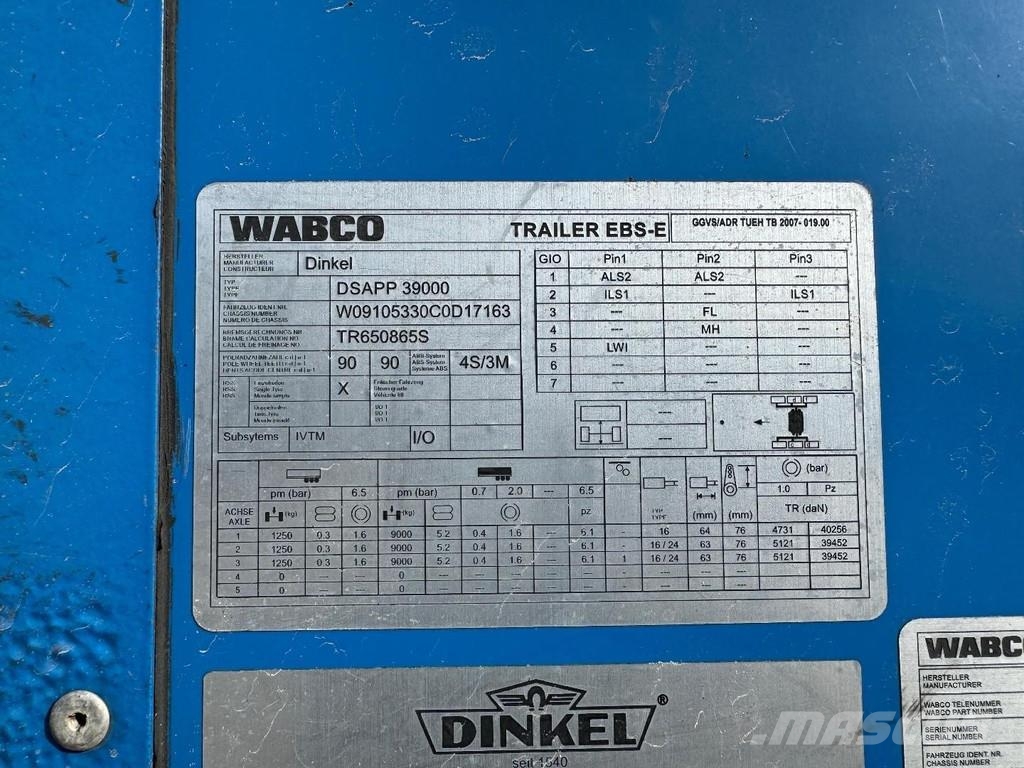 Dinkel DSAPP 39000 3 AXLE SAF + SLIDING ROOF Curtainsider semi-trailers