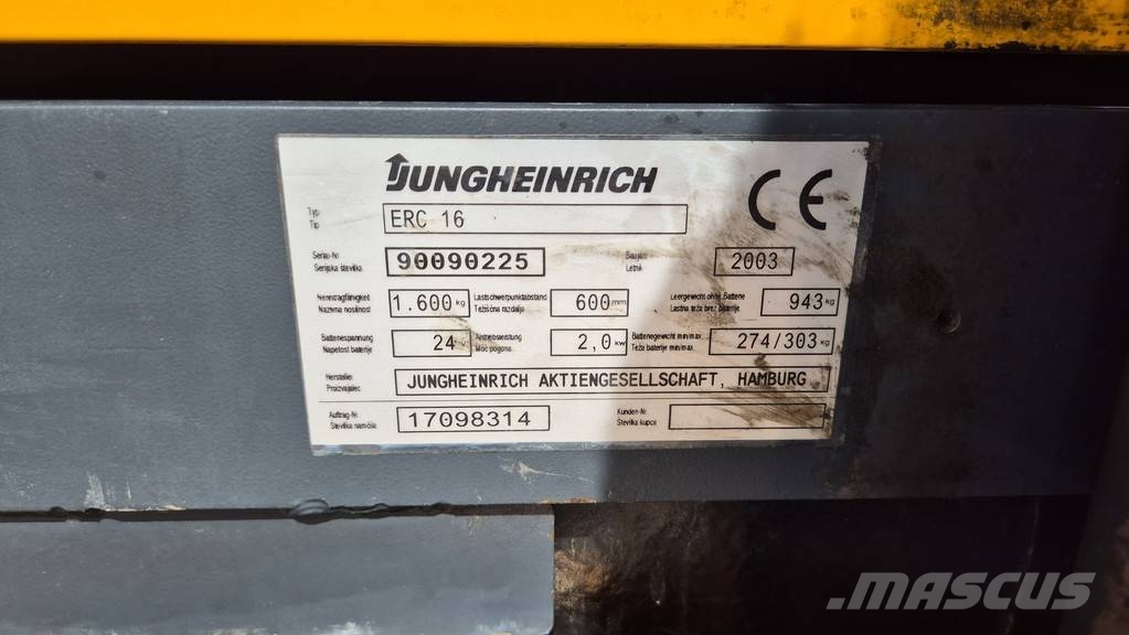 Jungheinrich EJC16 - 2003 YEAR - 4265 HOURS Pedestrian stackers