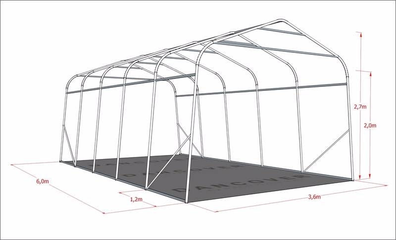 Dancover Portable Garage PRO 3,6x6x2,68m PVC Lagertelt Komunalne - Inne