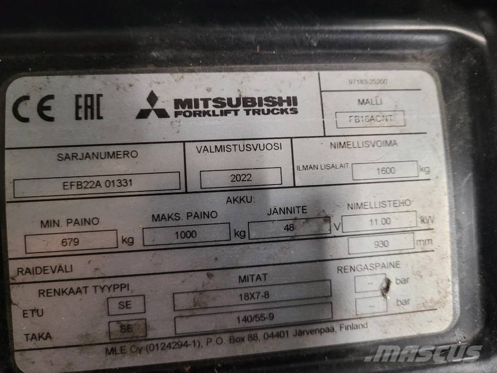 Mitsubishi FB 16 ACNT Elektriskie autoiekrāvēji