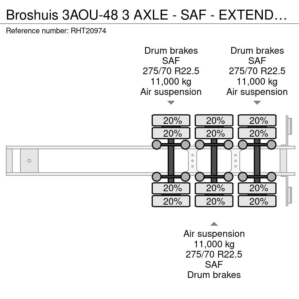 Broshuis 3AOU-48 3 AXLE - SAF - EXTENDABLE نصف مقطورات مسطحة / مفصلية الجوانب