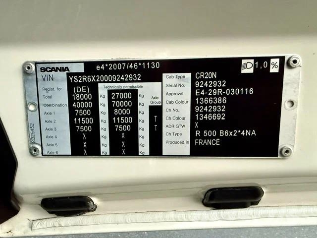 Scania R500 6x2/Retarder/Eu6d/Edscha/LBW カーテンサイダートラック