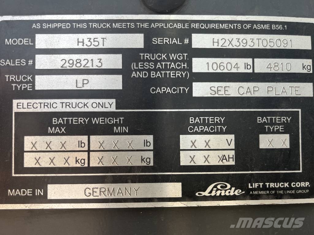 Linde H 35 T /393/ V-4286 IO Plinski viljuškari