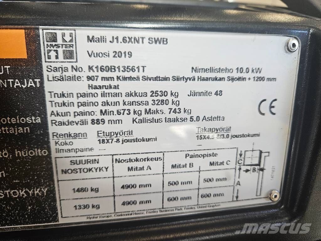 Hyster J1,6 XNT SWB Varattu Električni viličari
