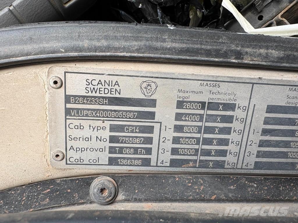 Scania 124 + 3-SIDED TIPPER + 6X4 + LEAF-SPRING + MANUAL Kiperi kamioni