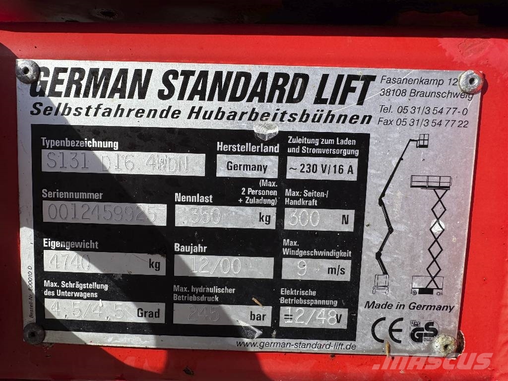 GSL S131 D16 4 WDN 4x4 Allrad 15 Meter Schaarhoogwerkers