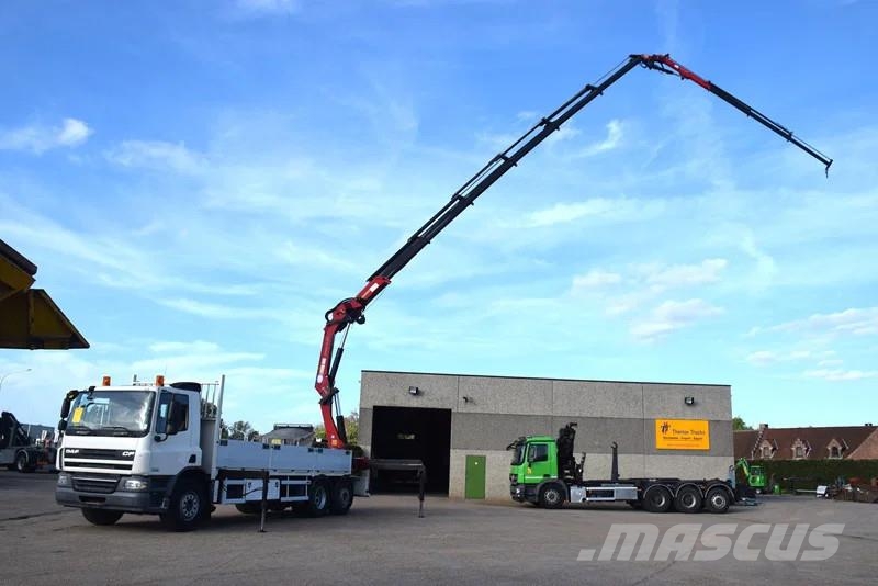 DAF CF 75.310 +HMF 3000 Powerlift crane 30T meter with Vlakke laadvloer met kraan