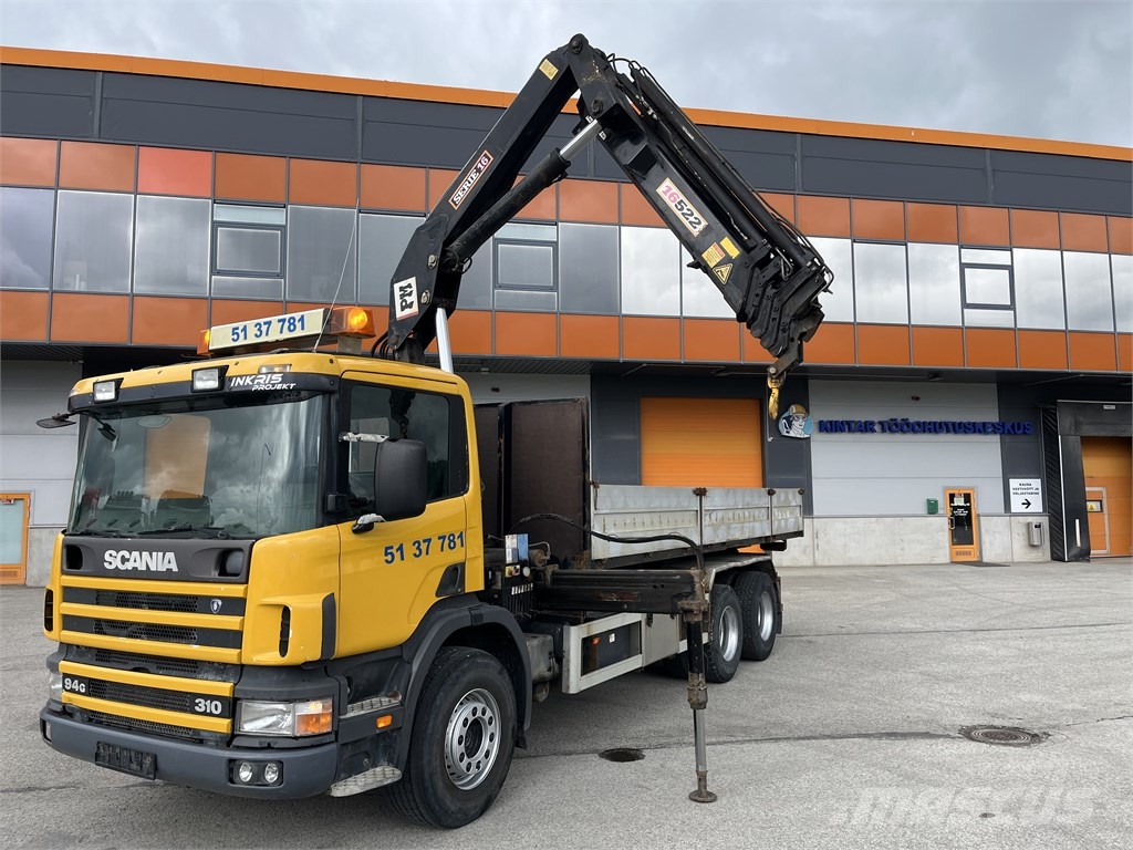 Scania Scania P310 6x2+CRANE 16552+STAKE BODY+TIPPER Smagās mašīnas ar celtni