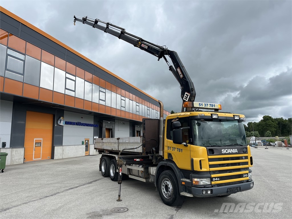 Scania Scania P310 6x2+CRANE 16552+STAKE BODY+TIPPER Smagās mašīnas ar celtni