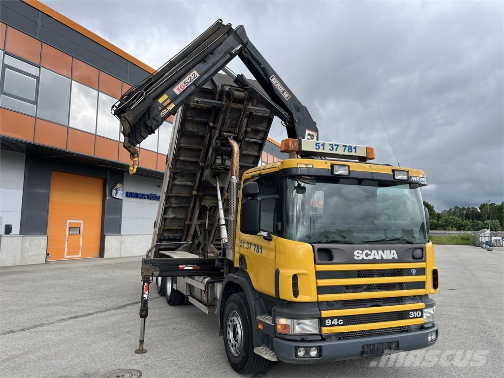 Scania Scania P310 6x2+CRANE 16552+STAKE BODY+TIPPER Smagās mašīnas ar celtni