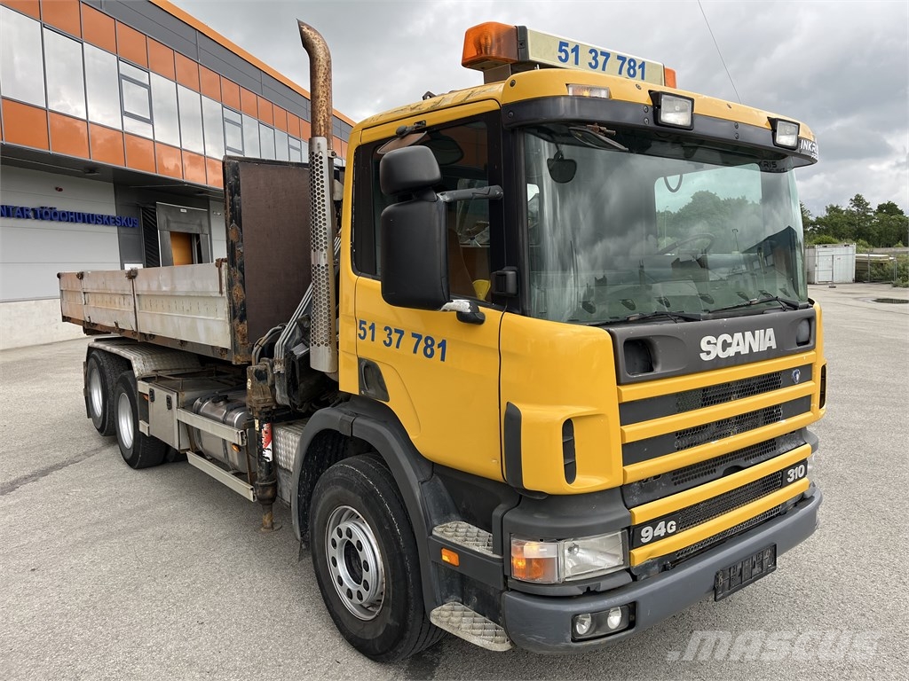 Scania Scania P310 6x2+CRANE 16552+STAKE BODY+TIPPER Smagās mašīnas ar celtni