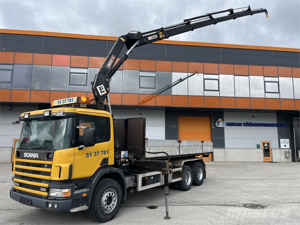 Scania Scania P310 6x2+CRANE 16552+STAKE BODY+TIPPER Smagās mašīnas ar celtni
