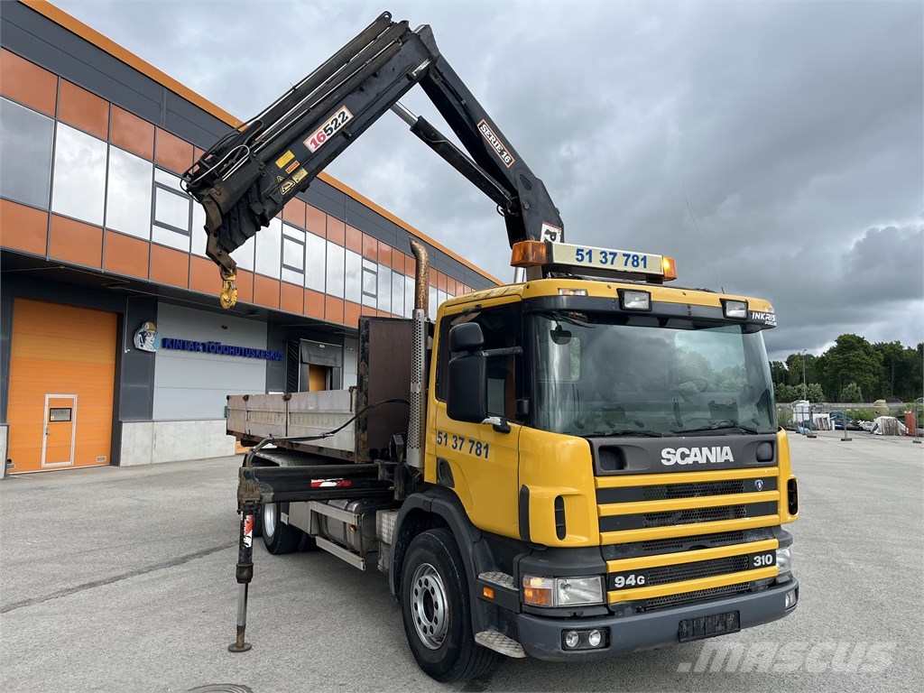 Scania Scania P310 6x2+CRANE 16552+STAKE BODY+TIPPER Smagās mašīnas ar celtni