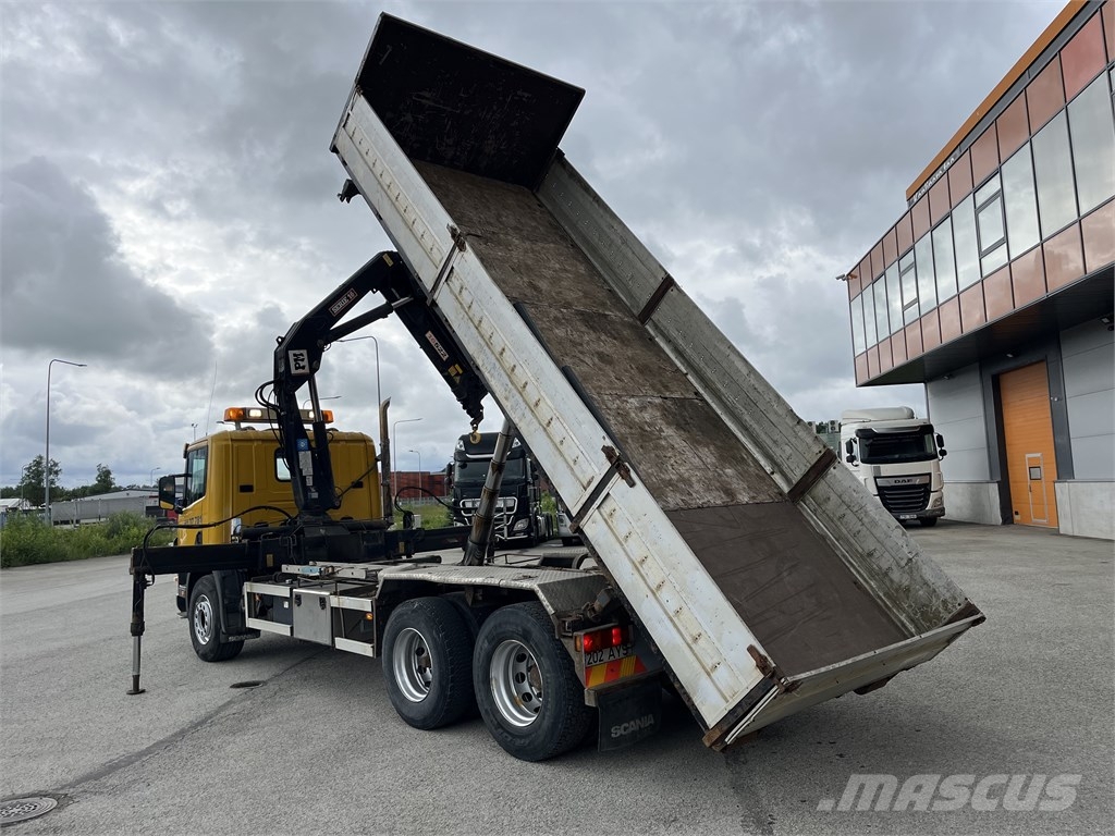Scania Scania P310 6x2+CRANE 16552+STAKE BODY+TIPPER Smagās mašīnas ar celtni