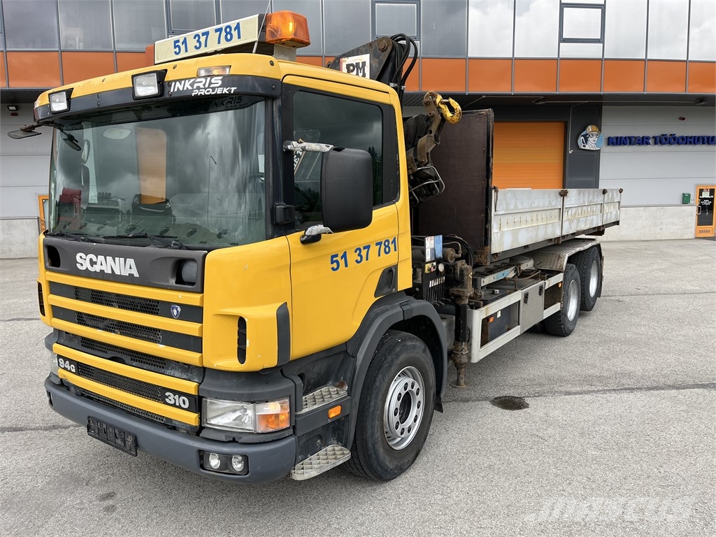 Scania Scania P310 6x2+CRANE 16552+STAKE BODY+TIPPER Smagās mašīnas ar celtni