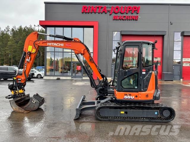 Hitachi ZX 55 U-6 / Engcon + Pihdit, Rasvari , 3 Kauhaa Miniescavatori