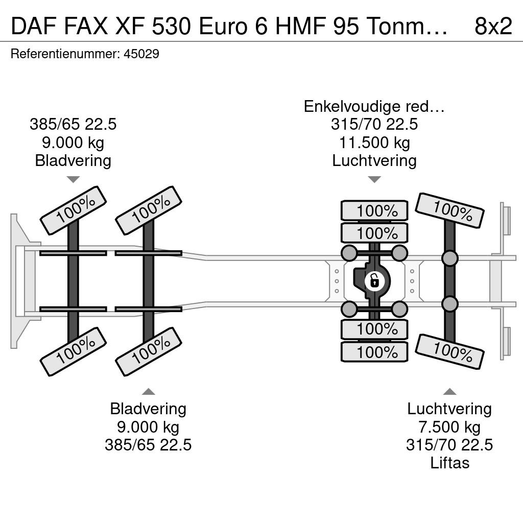 DAF FAX XF 530 Euro 6 HMF 95 Tonmeter laadkraan + Fly- Mobiilinosturit