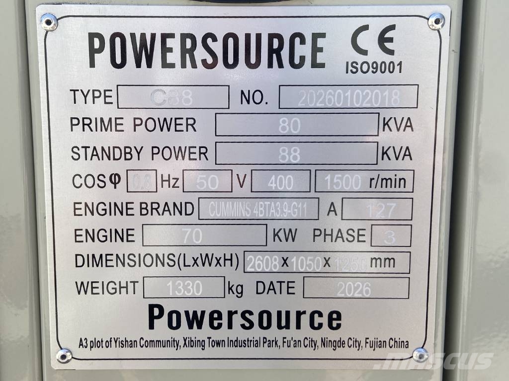 Cummins 4BTA3.9-G11 - 88 kVA Generator - DPX-19834 ディーゼル発電機