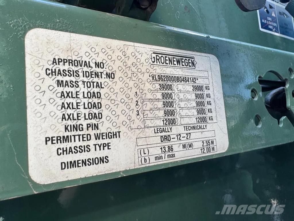 Groenewegen DRO-12-27 3 AXLE - BPW - SLIDING ROOF Semirremolques con caja de lona