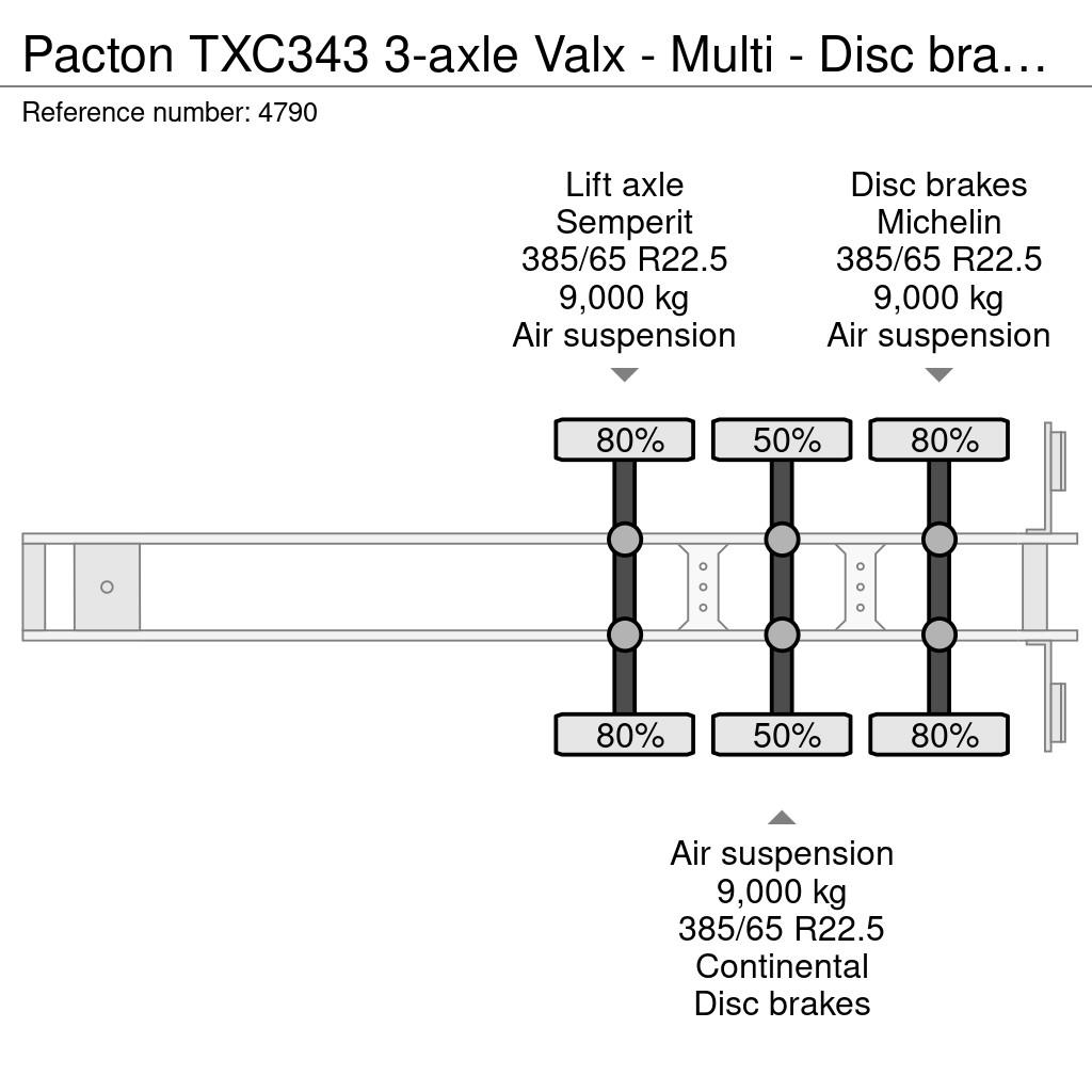 Pacton TXC343 3-axle Valx - Multi - Disc brakes - Lift ax Полуприцепы-Контейнеровозы