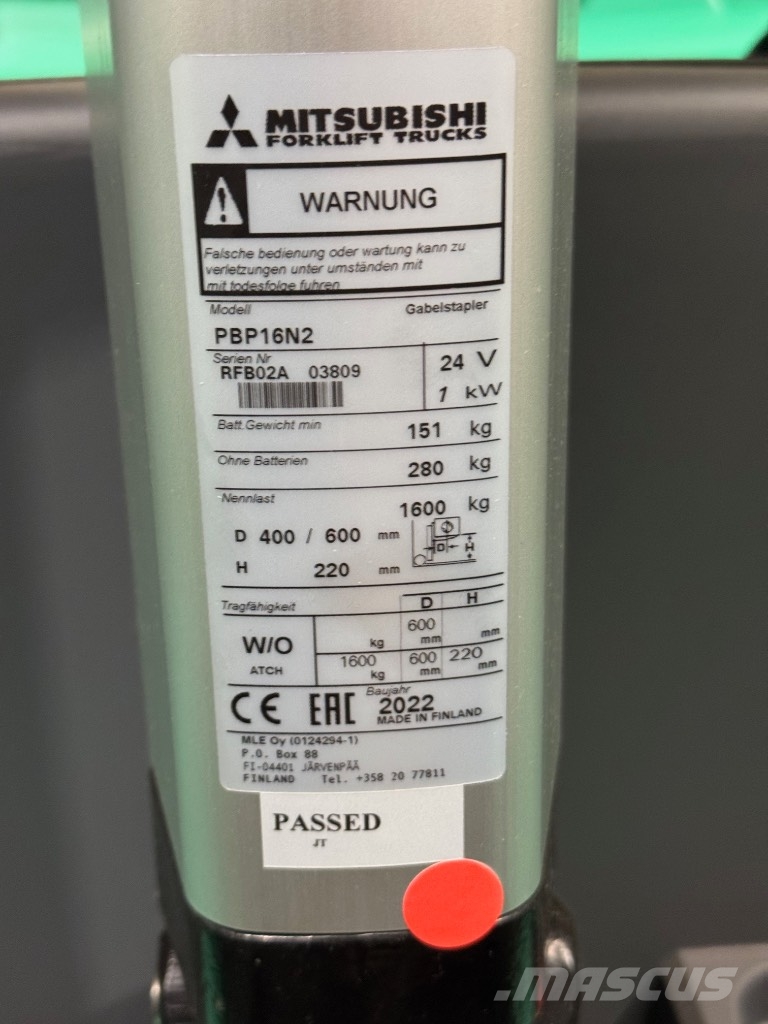 Mitsubishi PBP16N2 - Neu! Montacargas manual