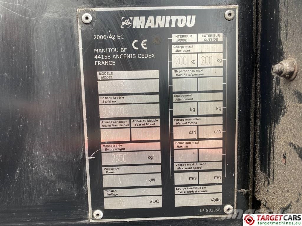 Manitou 100VJR Electric Vertical Mast Work Lift 990cm Personenliften en invalideliften