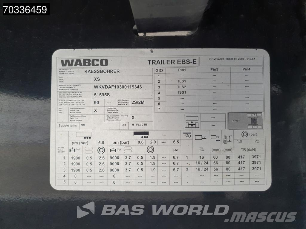 Kässbohrer XS 3 axles Laadklep APK 03/27 2xLiftas Furgoonpoolhaagised